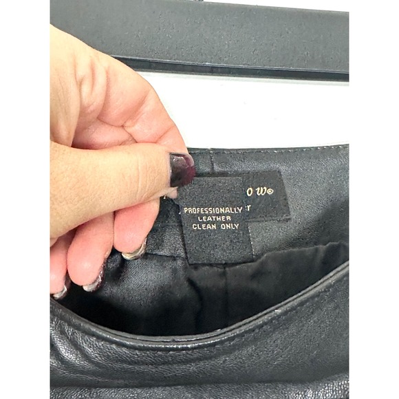 Vintage 90s Lambskin Leather skirt womens 4 black Above Knee preppy croft barrow - Picture 3 of 9